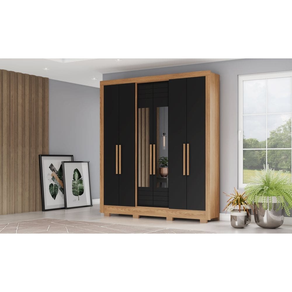 G. Roupa 6 Pts. C/ Espelho Nature/Preto B366 - Briz
