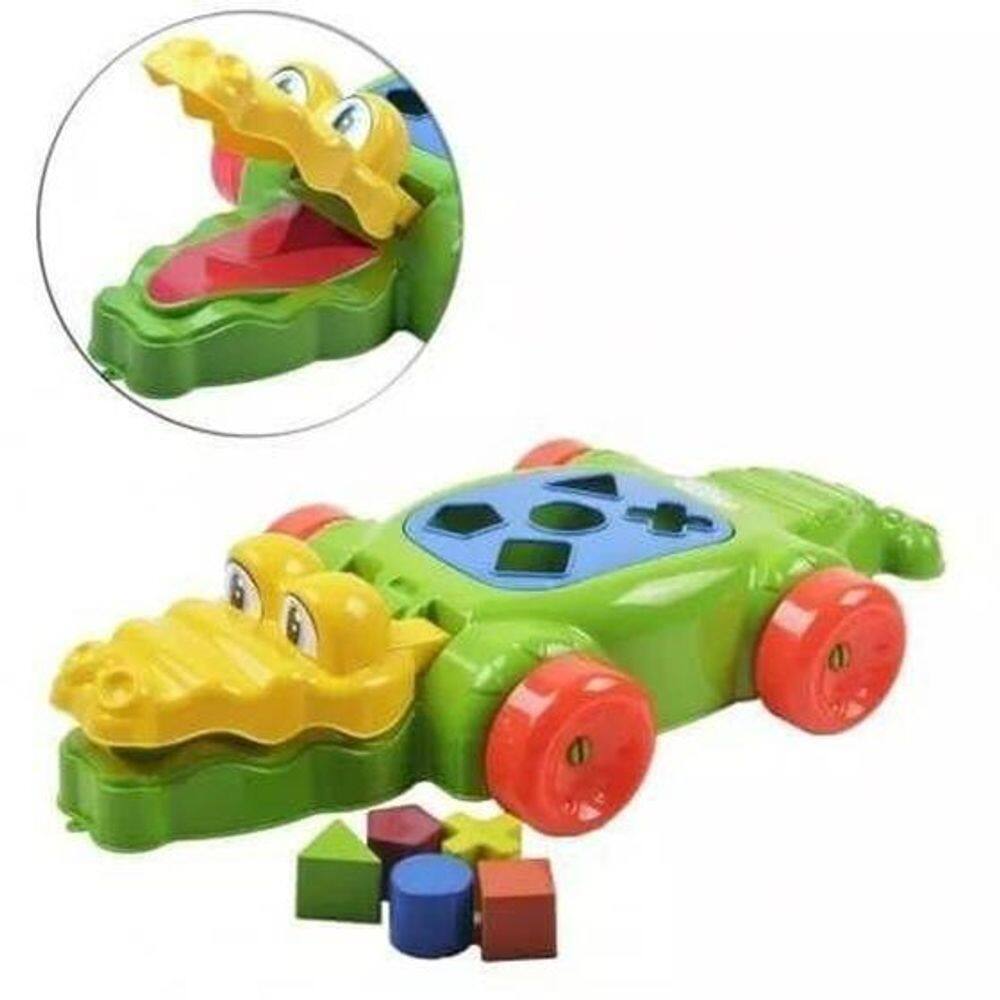 Brinquedo educativo para bebès -crocodilo com blocos interativos
