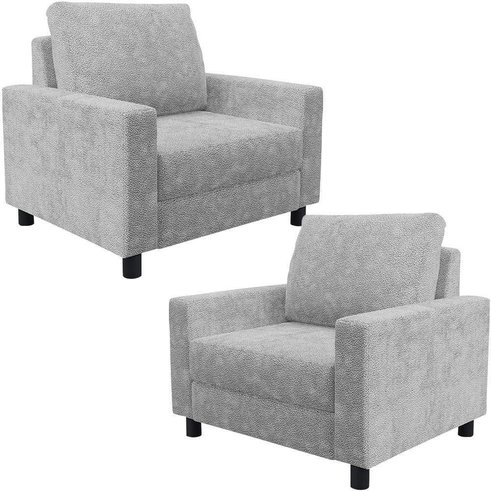 Kit 02 Poltronas E Recepção Malta L02 Bouclê Cinza