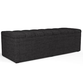 Calçadeira Recamier Baú Casal Queen 160X50 Cm Linho Chumbo