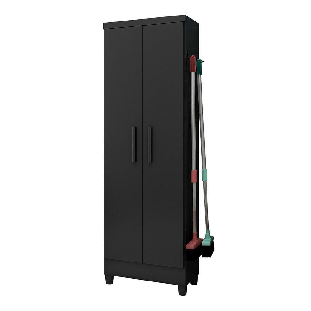 Armário Multiuso 2 Portas Preto Fosco