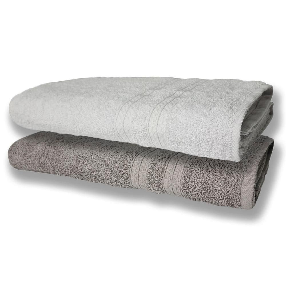 2 Toalhas Super Felpudas Grande E Grossa Algodão 80x150 Branco+cinza