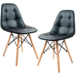 Kit 02 Cadeiras Eiffel Charles Eames Dsw Botonê E01 Preto