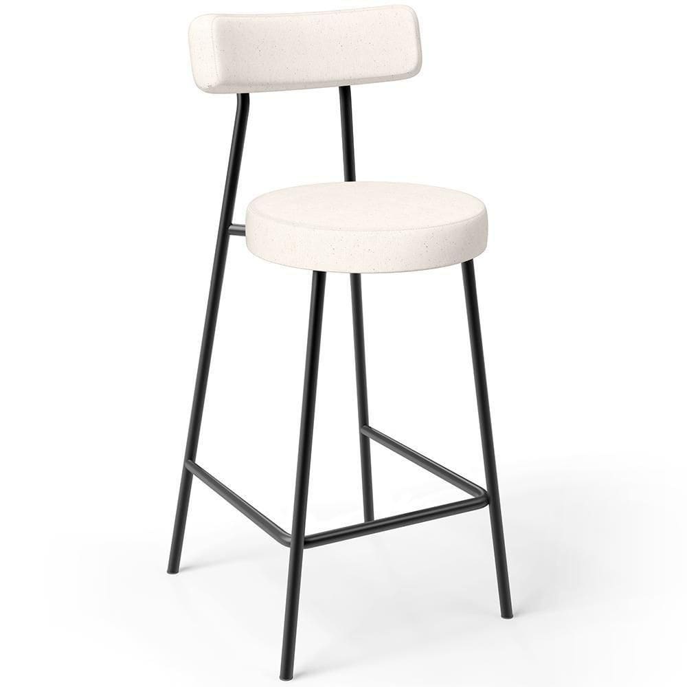Banqueta Baixa Para Cozinha Sala De Jantar Bar Bancada Milão L02 Linho Cru - Lyam Decor