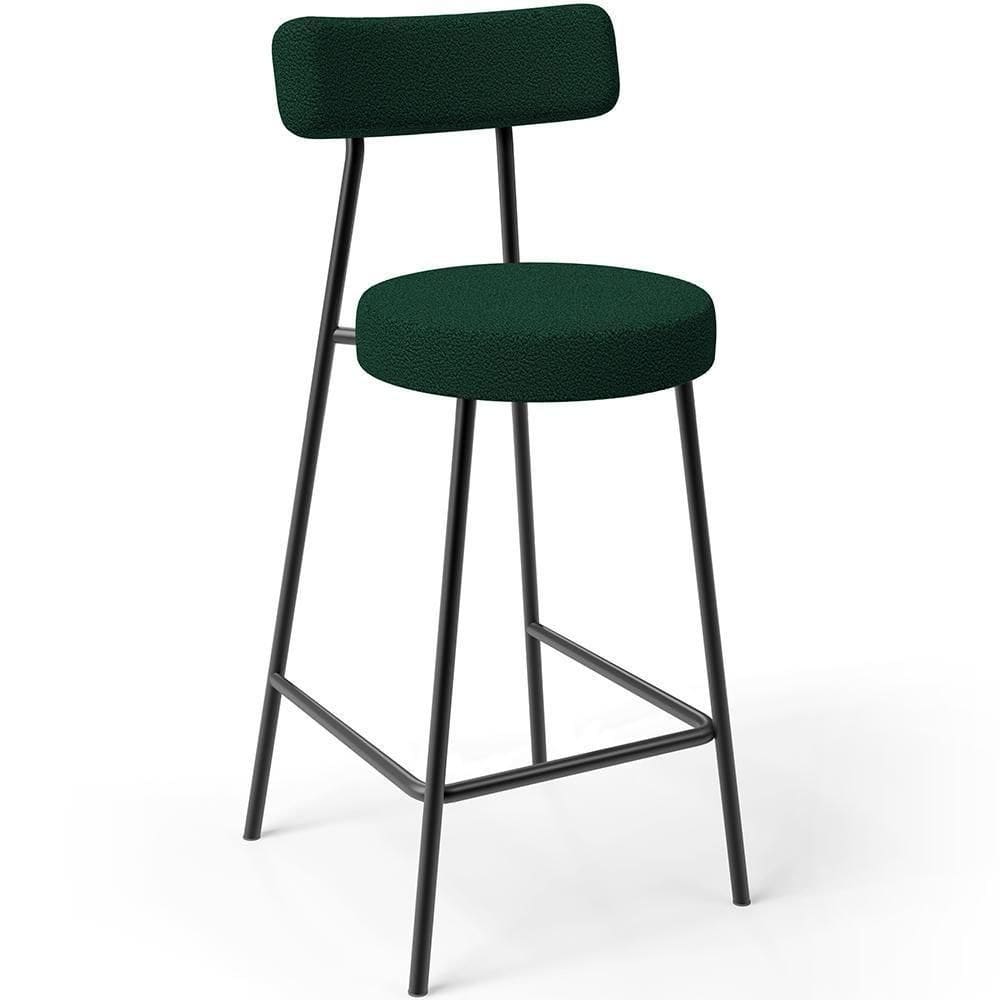 Banqueta Baixa Para Cozinha Sala De Jantar Bar Bancada Milão L02 Bouclê Verde -LyamDecor