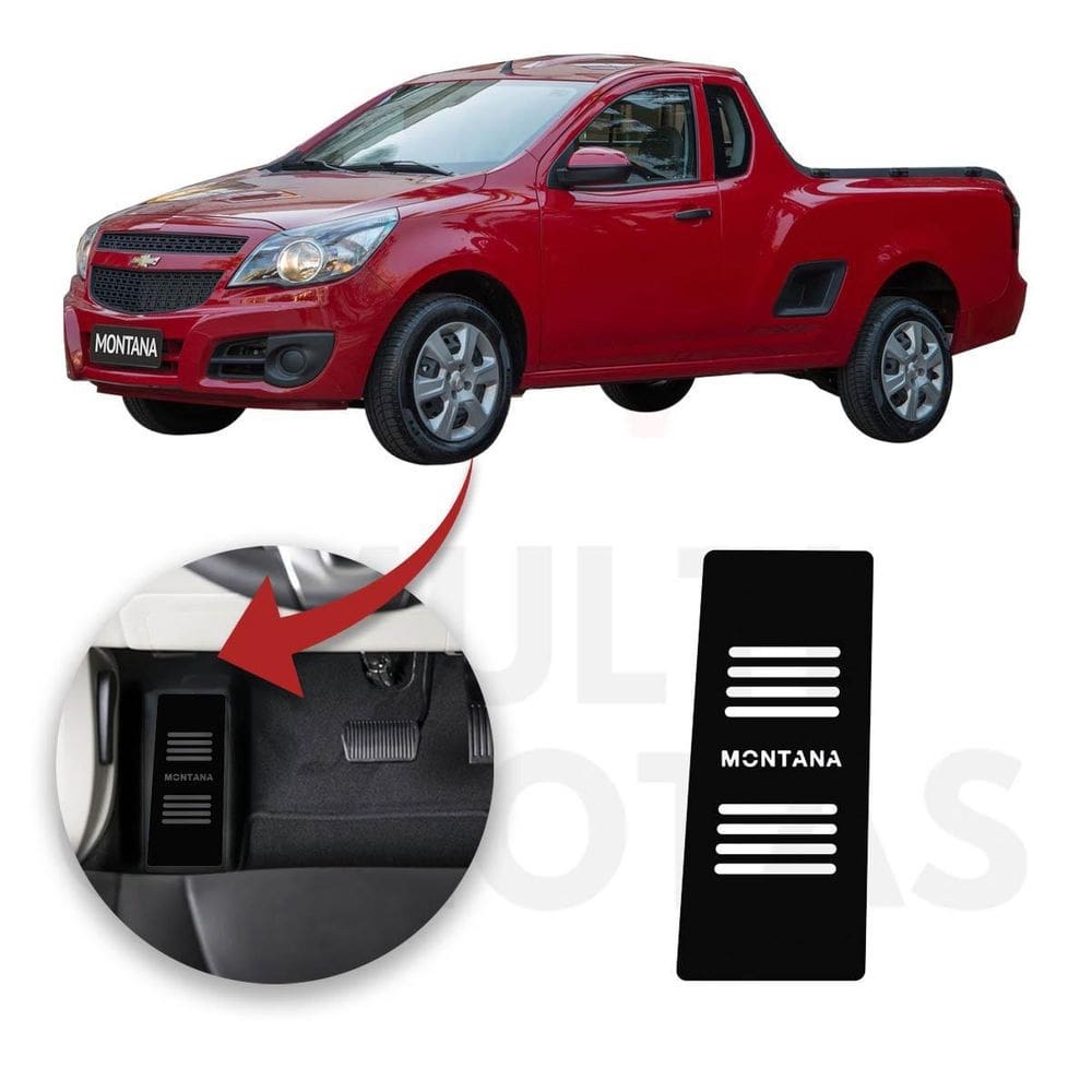 Descanso pé chevrolet montana 2011 a 2021 aço escovado preto