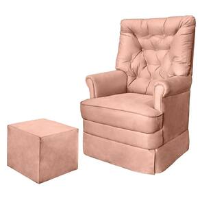 Poltrona De Amamentação Com Balanço E Puff Reto Alana Cor Veludo Rose Phoenix Baby