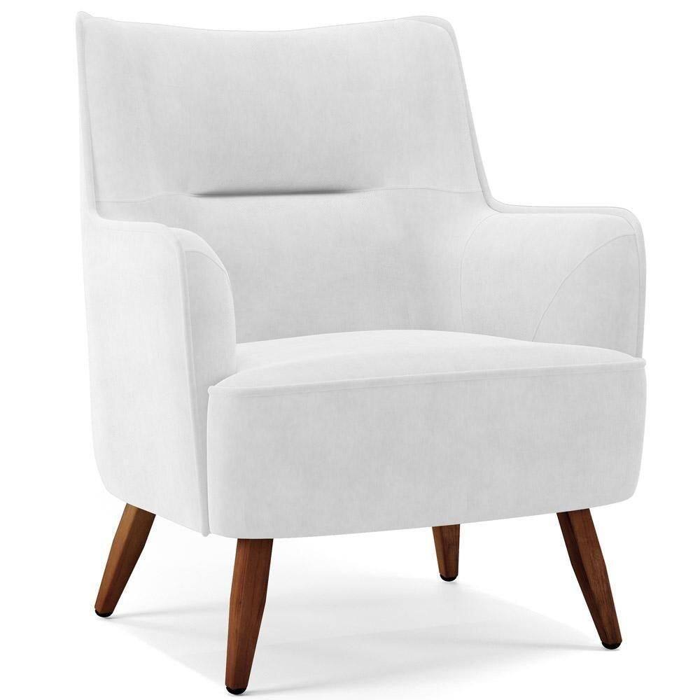 Poltrona Fixa Pés De Madeira Isabella D02 Corano Branco C-12