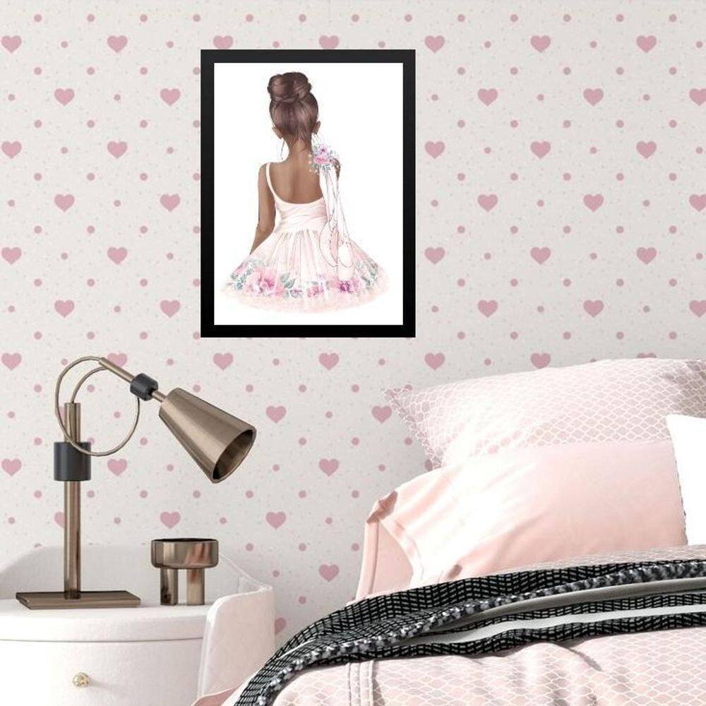 Quadro Infantil Menina Bailarina Morena 24X18Cm