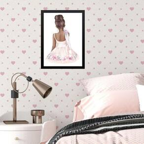 Quadro Infantil Menina Bailarina Morena 33X24Cm - Com Vidro