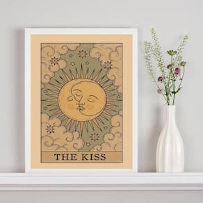 Quadro Carta Tarot The Kiss - Sol E Lua 33X24Cm
