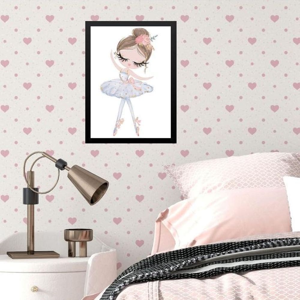 Quadro Infantil Menina Bailarina Soft 45X34Cm