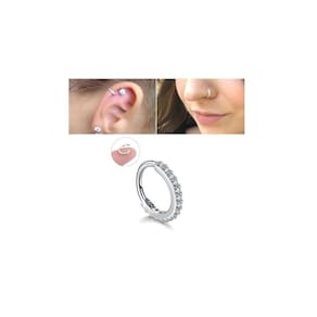 Piercing cartilagem nariz argola prateado 6mm pedra zirconia