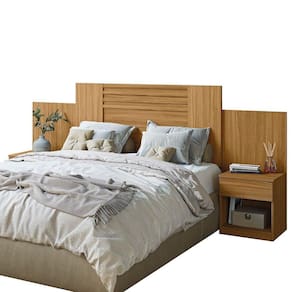 Cabeceira Para Cama Box Casal Queen Com Mesa De Cabeceira Freijó/off White/cinza Flex Araguaia Moval