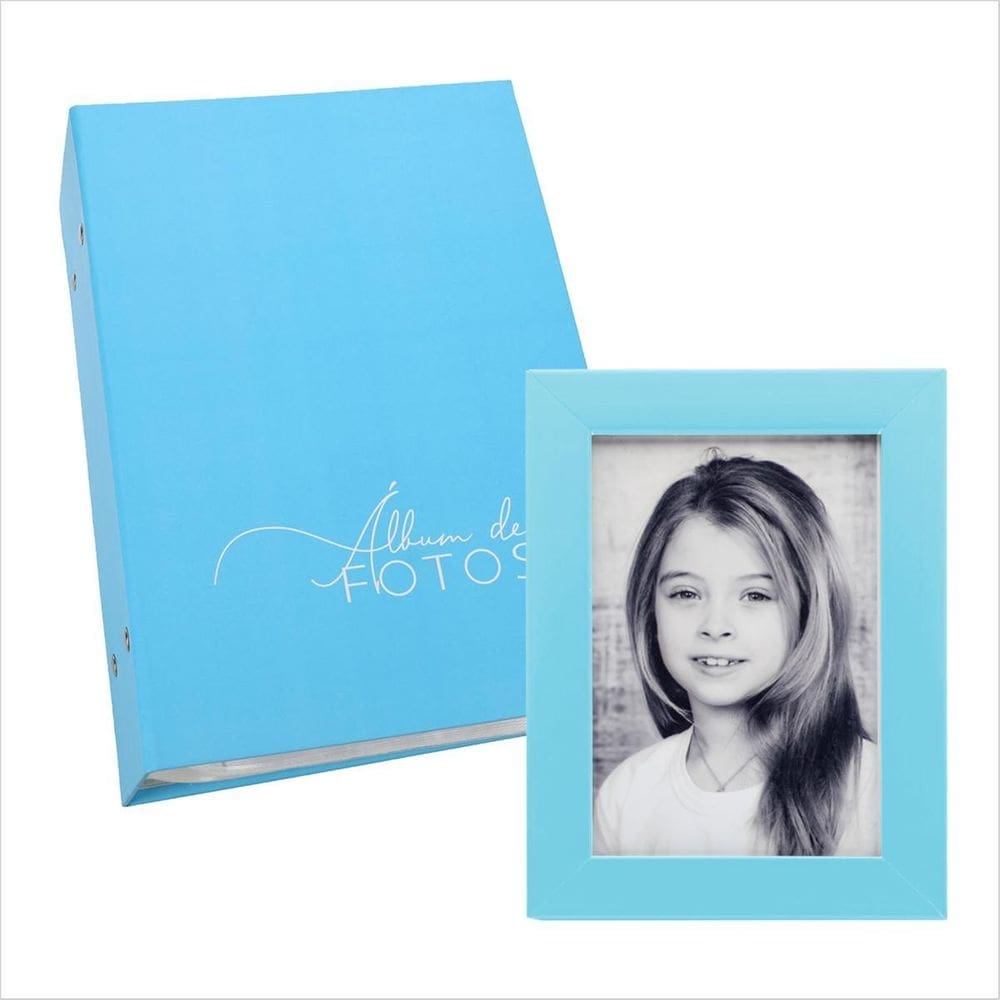 Album c/porta retrato para seu principe 10x15/500 azul-bebê
