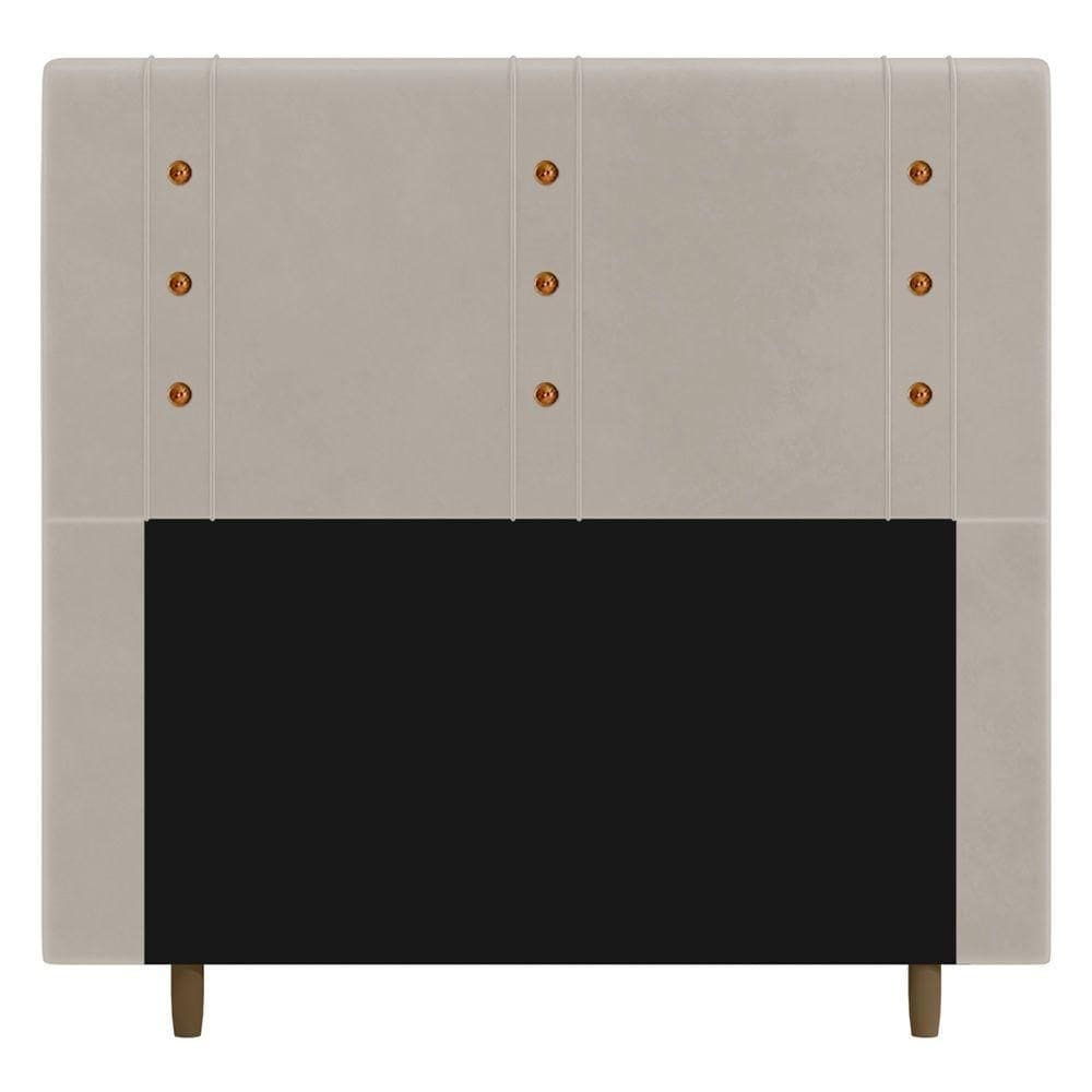 Cabeceira Cama Box Casal Roma 140cm Veludo Bege