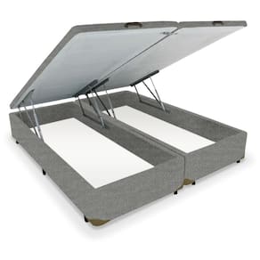 Cama Box Bipartido Baú Canvas Cinza - 138x188