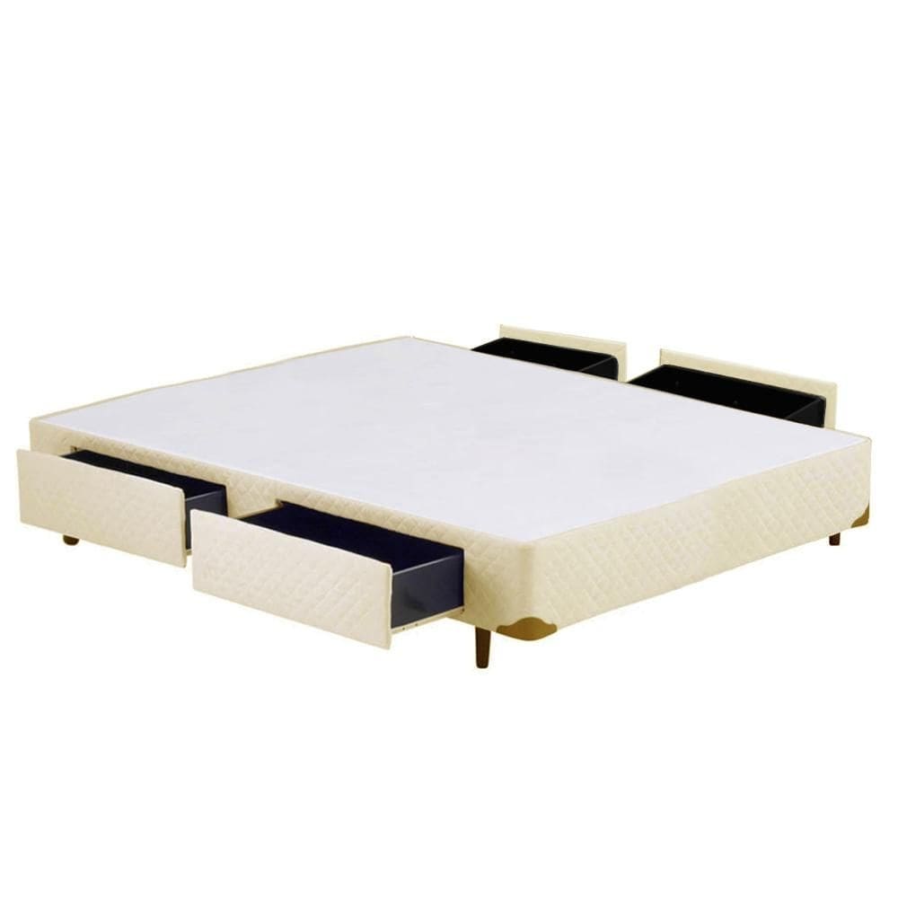Cama Box CASAL ANTIGO Universal 4 Gavetas Bege - 128x188