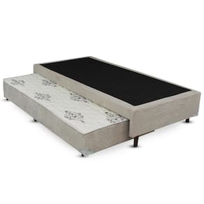 Cama Box SOLTEIRO Flora Suede Bege Bicama - 088x188