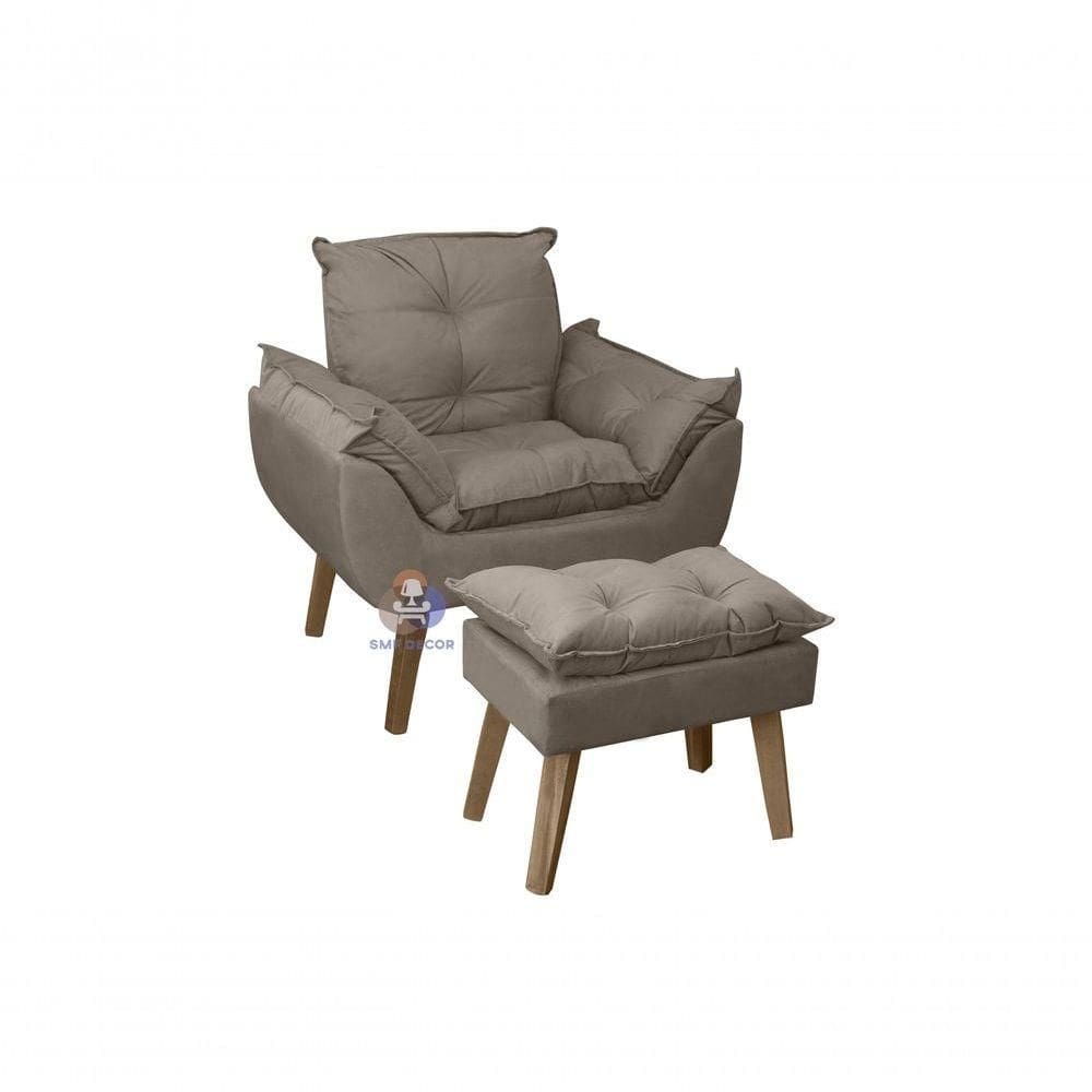 Poltrona Opala e Puff Opala Suede Capuccino