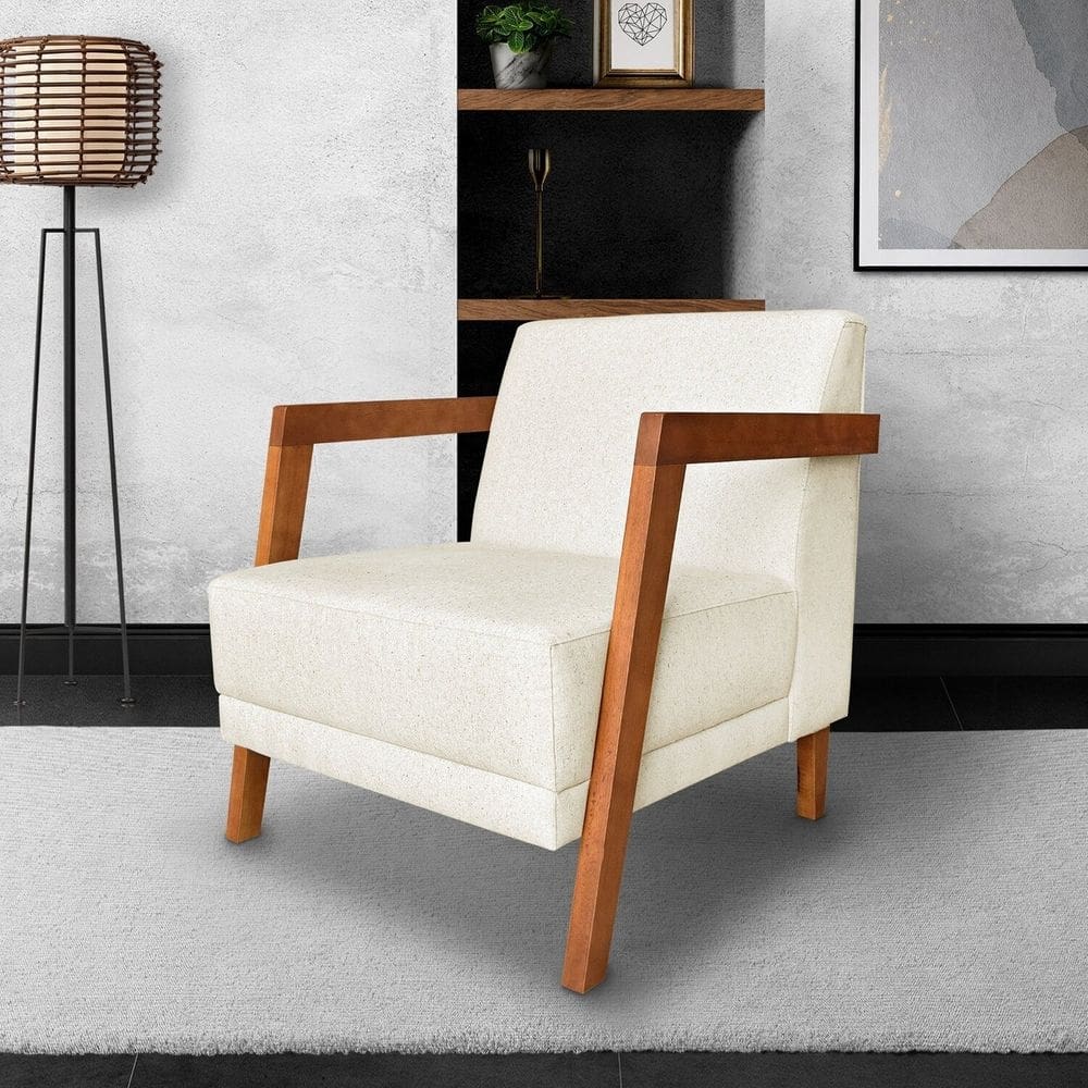 Poltrona para Sala de Estar Nyon Linho Natural