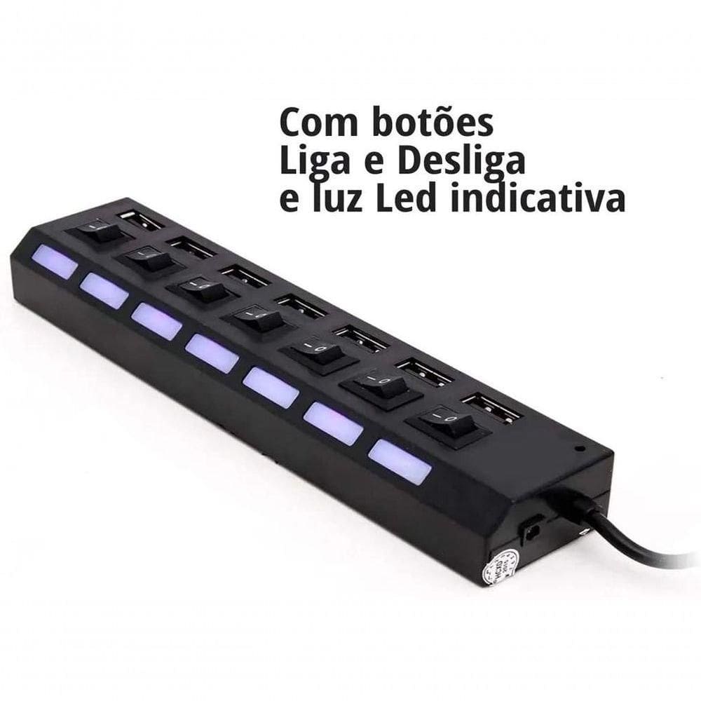 Hub De Usb 7 Portas 2.0 Hd Extensor High Speed Pen Drive Hd