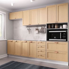 Cozinha Modulada 5 Peças sem Tampo 1 Torre 2 Aéreos 2 Balcões Arizona Cabecasa Madeiramadeira Figueira