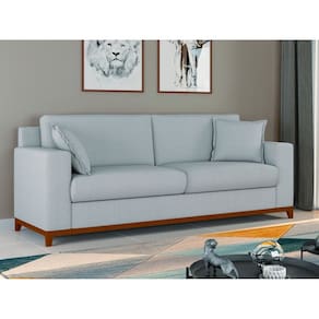 Sofá Living Vintage 3 Lugares 220cm em Boucle Slim Azul Bebê