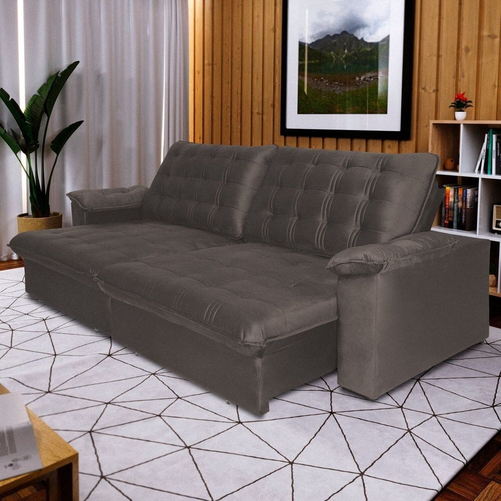 Sofá Reclinável 3 Lugares Pullman 300cm Marrom