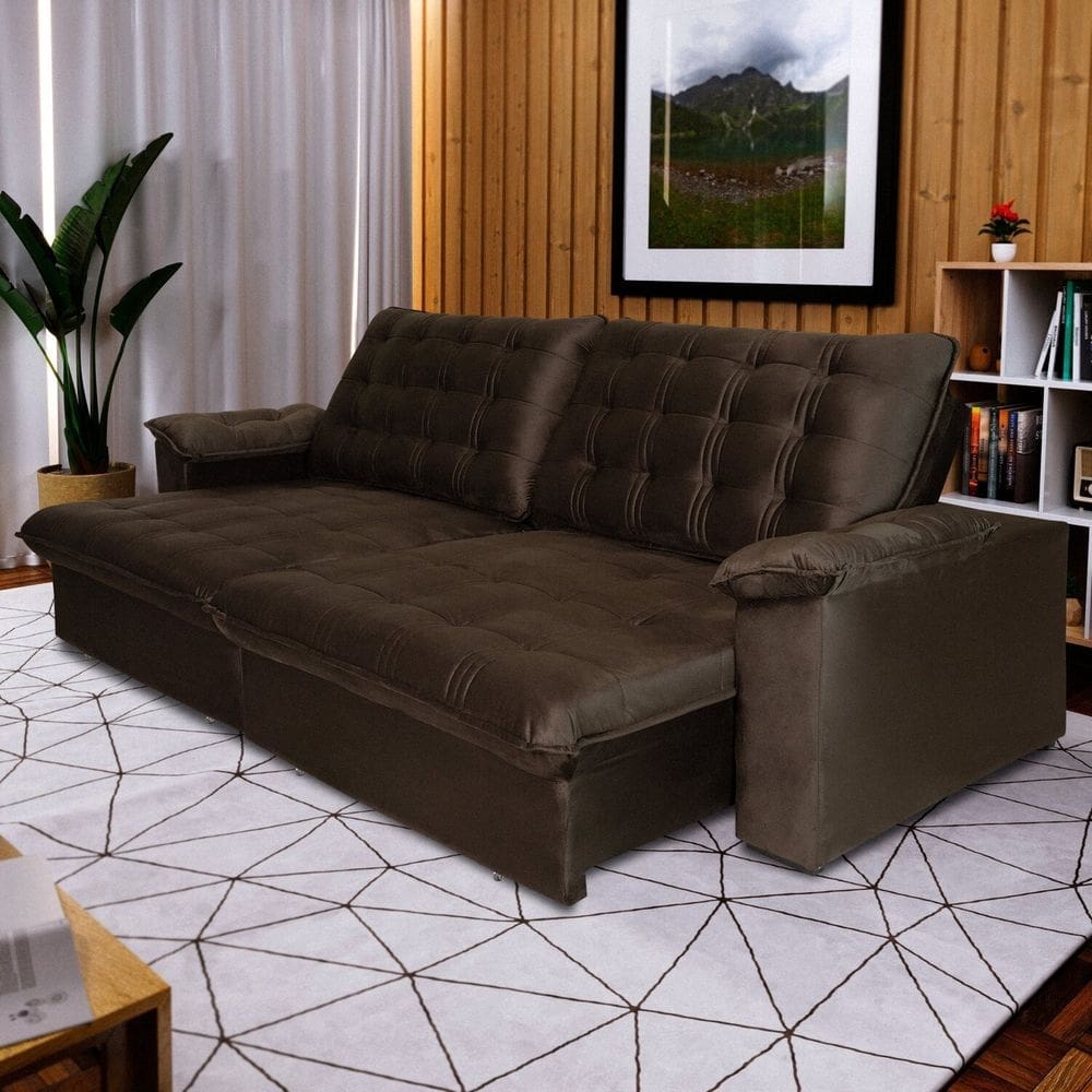 Sofá Reclinável 3 Lugares Pullman 300cm Marrom