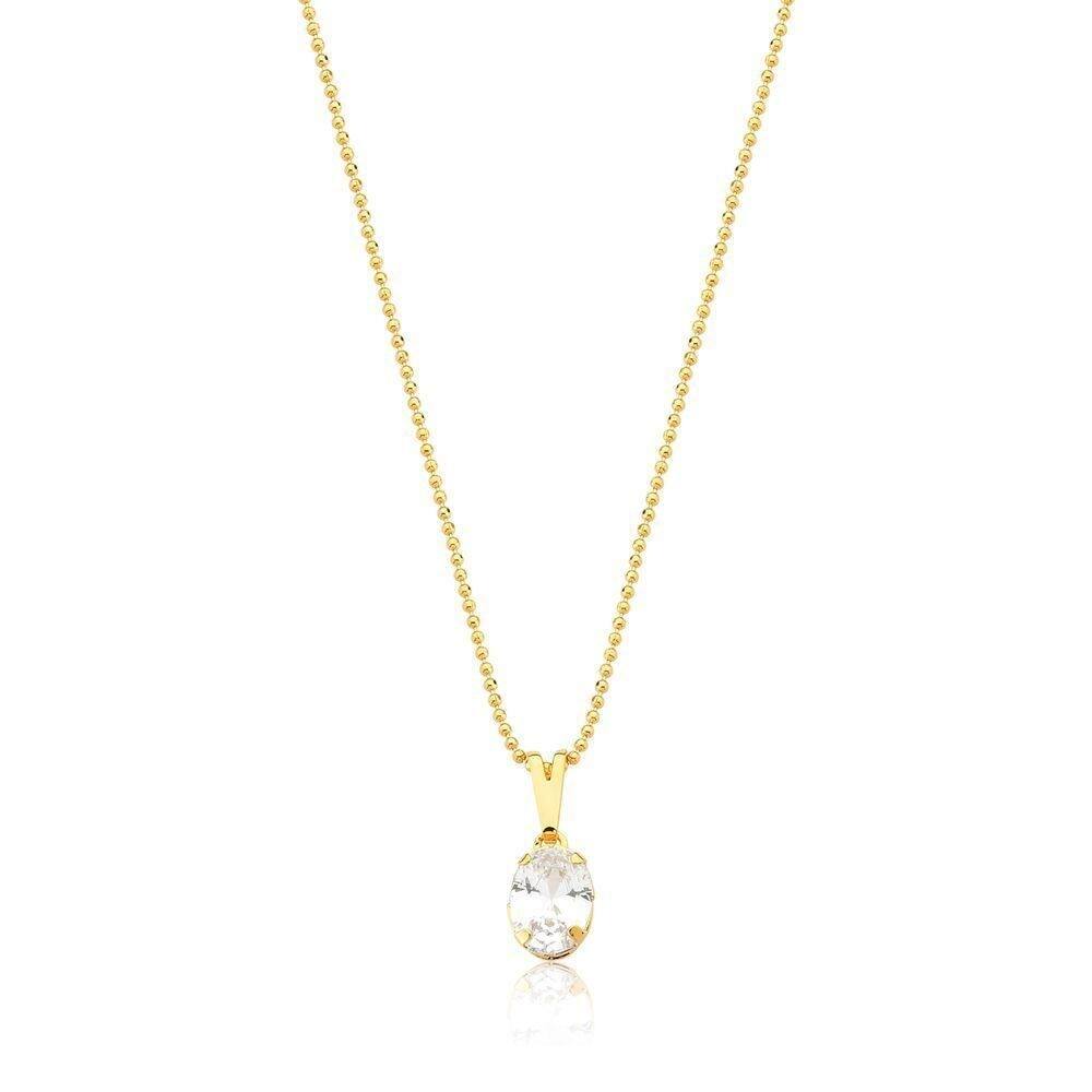Colar Crystal Revestido Em Ouro