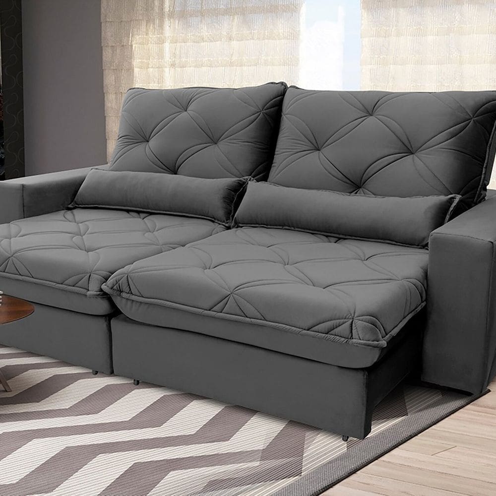 Sofá Reclinável 3 Lugares 300 Cm Nebraska Platinum Grafite