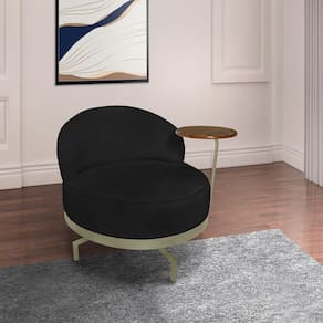 Poltrona para Sala de Estar Normah Giratória Linho Boucle Preto