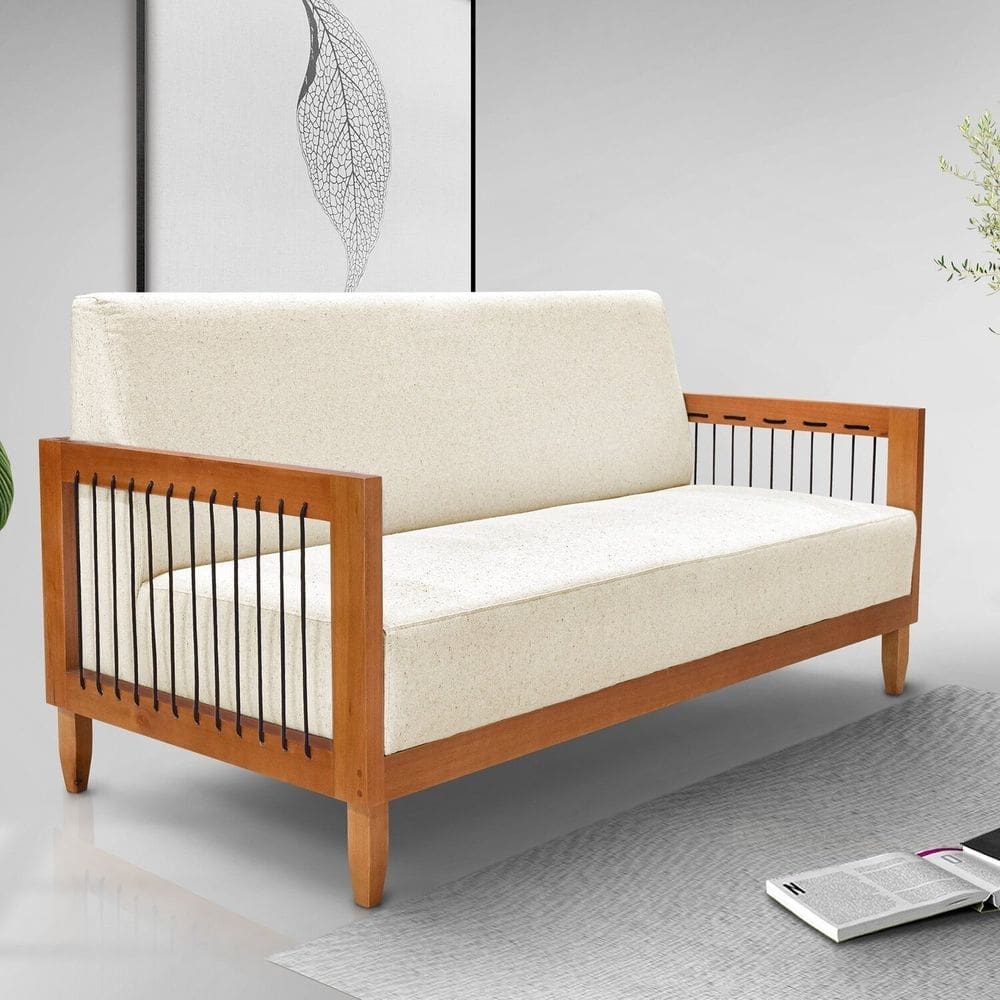 Sofá 2 Lugares 160 Cm Linho Bex Off-White