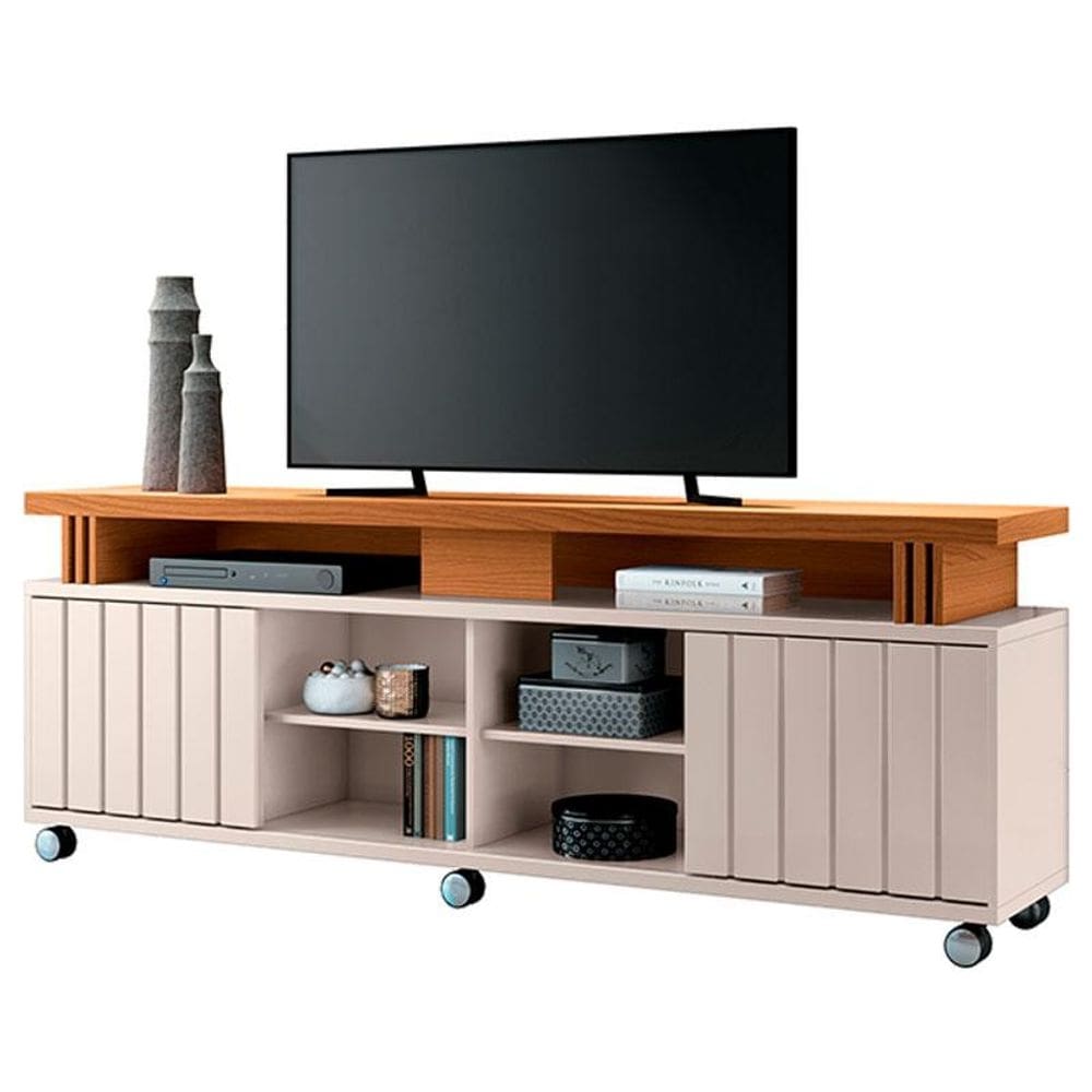 Rack bancada para Sala Rivera 1.8 Off White Cinamomo - HB Móveis