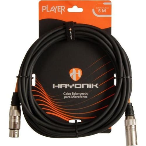 imagem-Cabo Para Microfone Player Xlr F  X Xlr M  5M Preto Hayonik