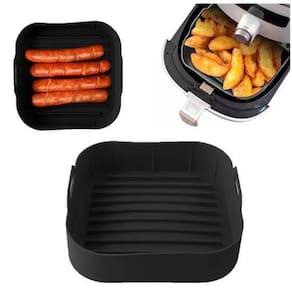 Forma forro air fryer silicone quadrada antiaderente preta