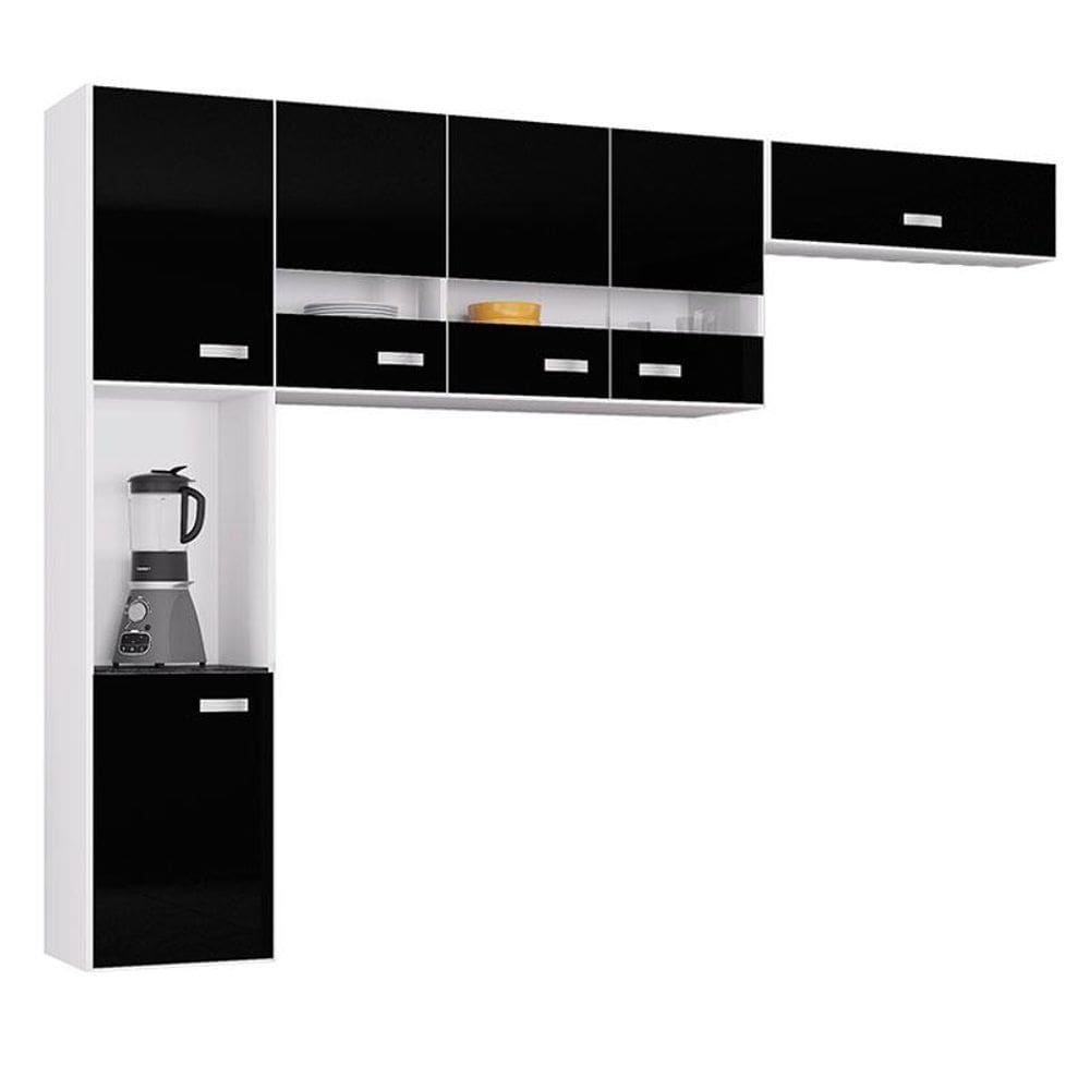 Cozinha Suspensa Julia 3 Peças Preto - Poquema