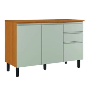 Balcão de Cozinha Triplo Com Tampo 3 Portas 2 Gavetas 1,20m Cinamomo/Off White Namur Itatiaia