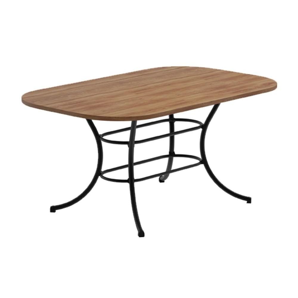 Mesa de Sala Jantar 1547 Aço c/Tampo Madeirado 160x90cm Freijo c/ Preto - Carraro