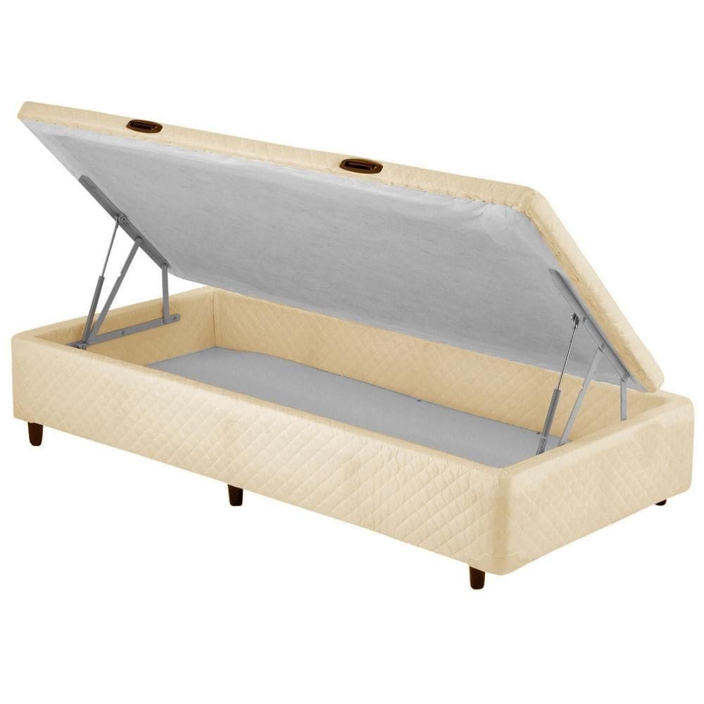 Cama Box Baú Lateral Pistão BEGE Rajado - 078x188
