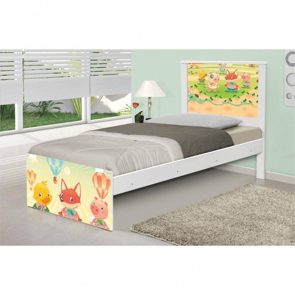 Cama Solteiro Fazendinha Animais Com Colchão