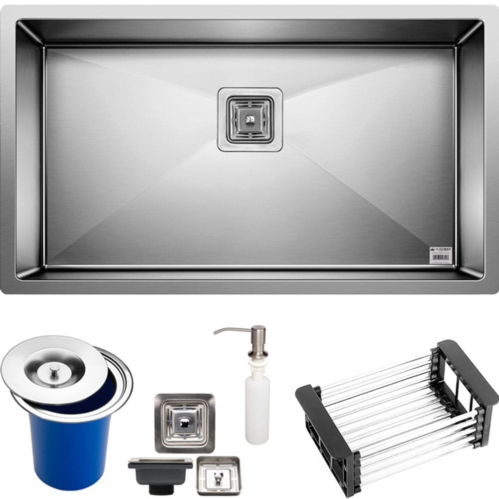 Cuba Quadrada Inox 304 Cozinha Pia Embutir Sobrepor Gourmet 85x45 Premium Com  Lixeira 5 Litros