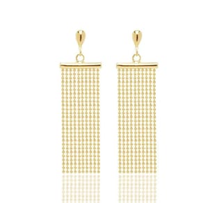 Brinco Com Correntes De Bolinhas Folheado A Ouro 18K