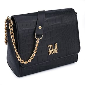 Bolsa feminina de lado lateral linda croco de ombro preta