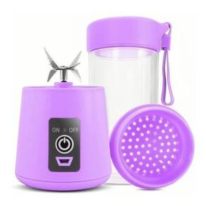 Mini liquidificador portátil shake suco recarregável roxo