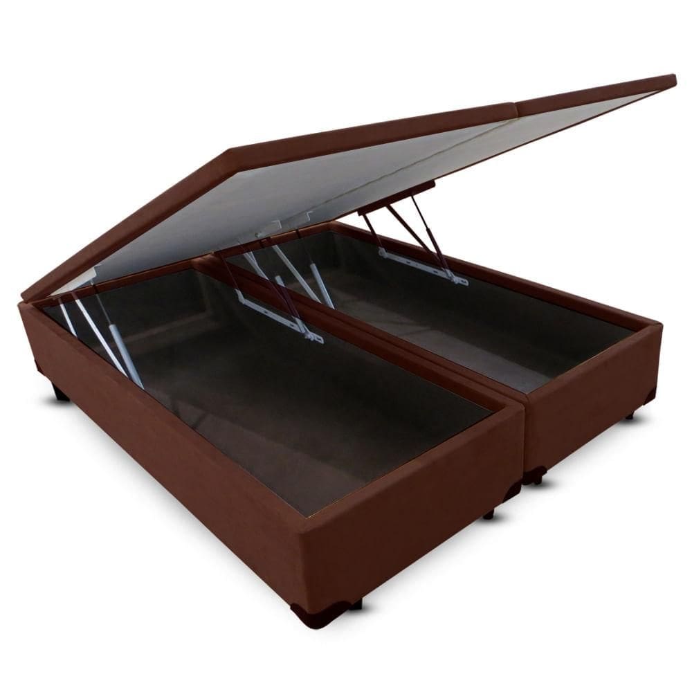 Cama Box QUEEN Suede Marrom Bau  158x198