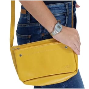 Bolsa Feminina Social festa de Couro Zup Cor Amarelo