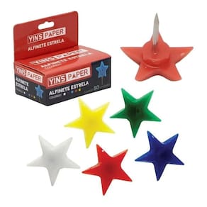 Alfinete tachinha estrela colorido decoração mini 50 un