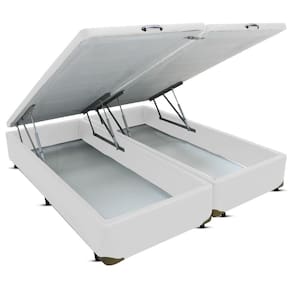 Cama Box Baú Bipartido Queen Frontal Branco 158x198